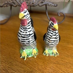 Vintage Blue Ridge Pottery Rooster and Hen Salt and Pepper Shakers